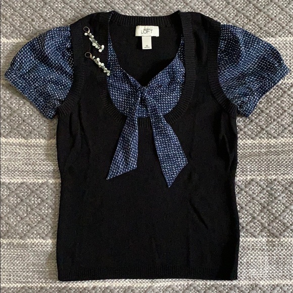 LOFT Sweaters - LOFT Black/Blue/White Top